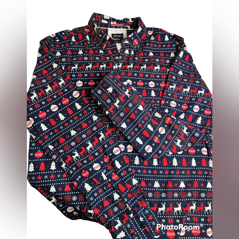 Ricky Singh Cactus Man Christmas Tree Reindeer Bells Mens Shirt Sz Medium
